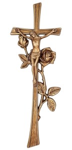 Krzyż nagrobny - na pomnik 40 cm z różą (brąz)