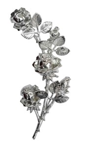 Róża nagrobna -chromowana  na pomnik 29 cm lewa