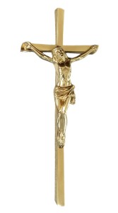 Krzyż nagrobny - na pomnik z pasyjką 50 cm (jasne złoto)