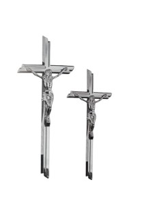 Krzyż nagrobny - na pomnik 40 cm z pasyjką (chromowany)  
