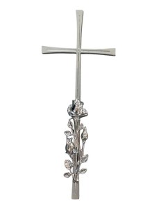 Krzyż nagrobny - na pomnik 50 cm z różą (chromowany) 