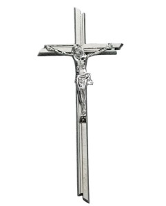 Krzyż nagrobny - na pomnik 50 cm z pasyjką (chromowany)   