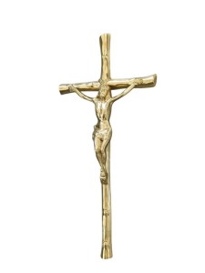 Krzyż nagrobny - na pomnik 45 cm z pasyjką (jasne złoto)