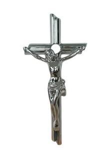 Krzyż nagrobny na pomnik 14 cm (chromowany) 